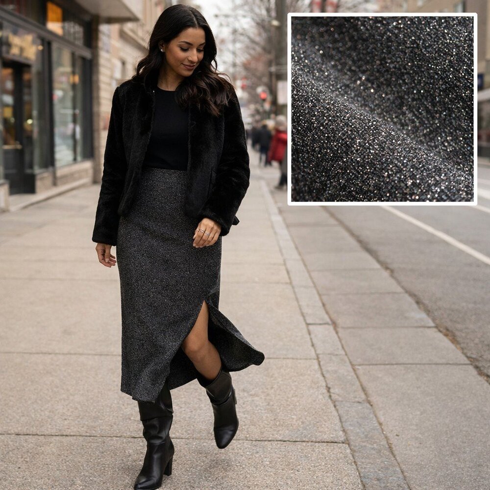 Banana Republic Lurex Charcoal Glitter Skirt - SZ Medium